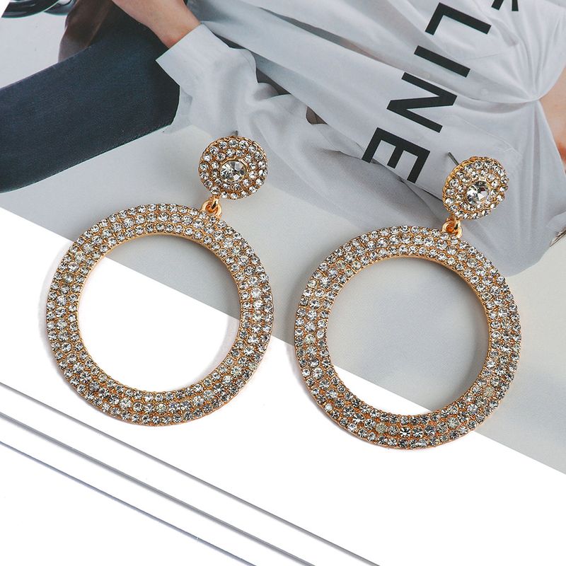 1 Pair Fashion Round Rhinestone Plating Women's Drop Earrings