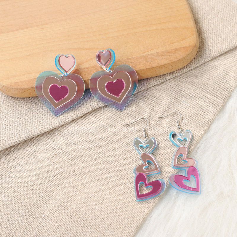 1 Pair Fashion Heart Shape Arylic Hollow Out Valentine's Day Women's Drop Earrings