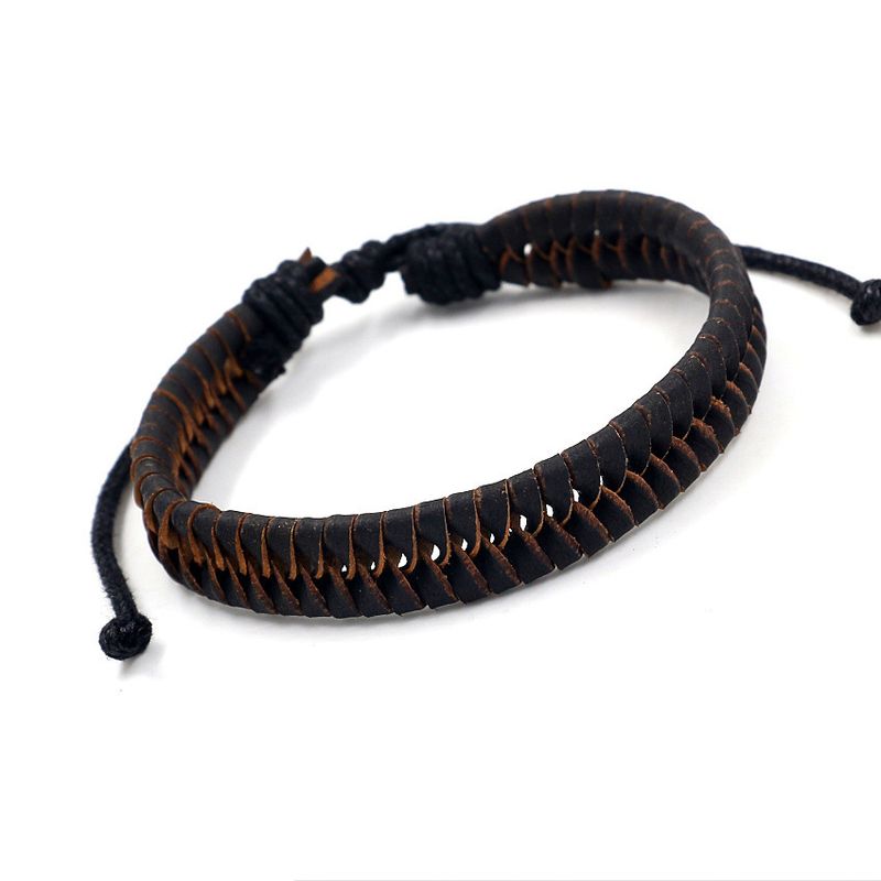 Fashion Solid Color Leather Braid Unisex Bracelets