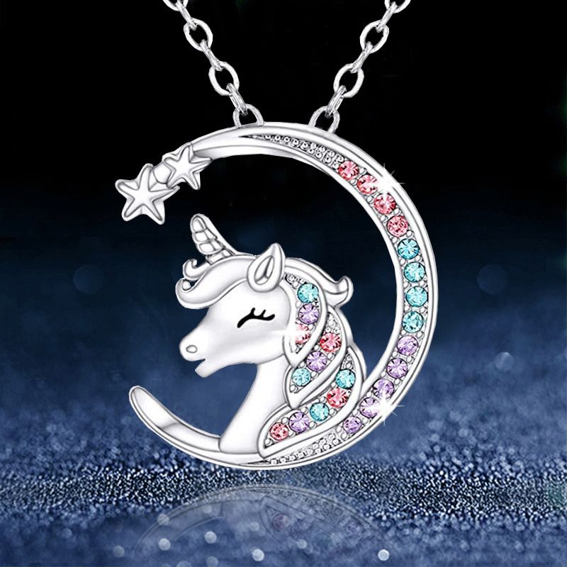 Simple Style Star Unicorn Alloy Rhinestone Women's Pendant Necklace