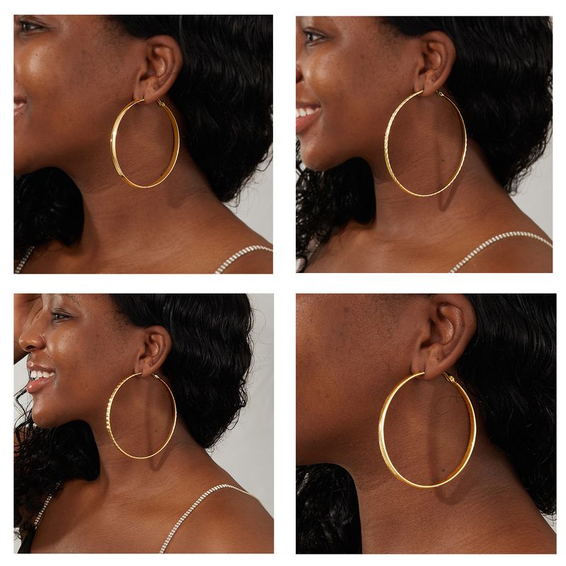 1 Pair Exaggerated Circle Plating Iron Hoop Earrings