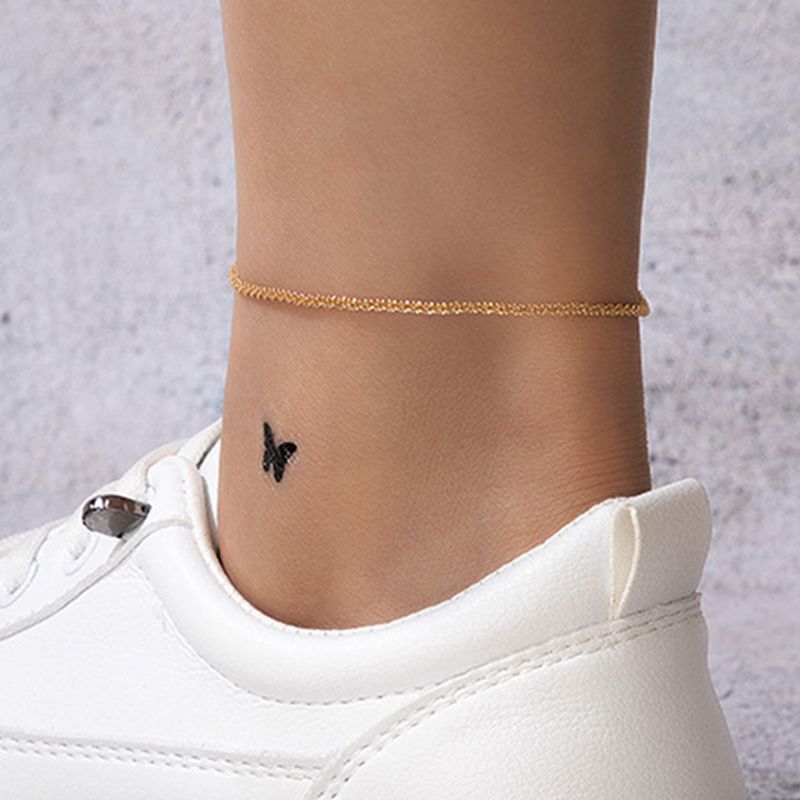 1 Piece Simple Style Solid Color Alloy Women's Anklet