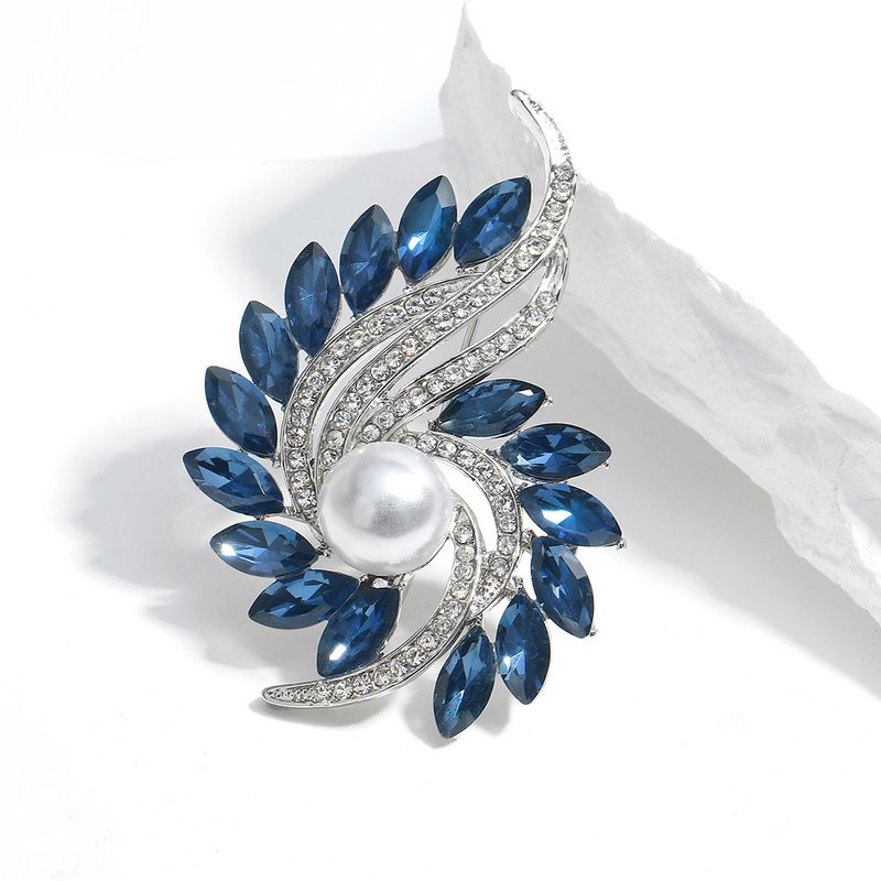 Moda Flor Aleación Embutido Cristal Diamantes De Imitación Perla Mujeres Broches