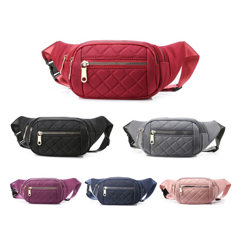 Unisex Fashion Lingge Polyester Waist Bags