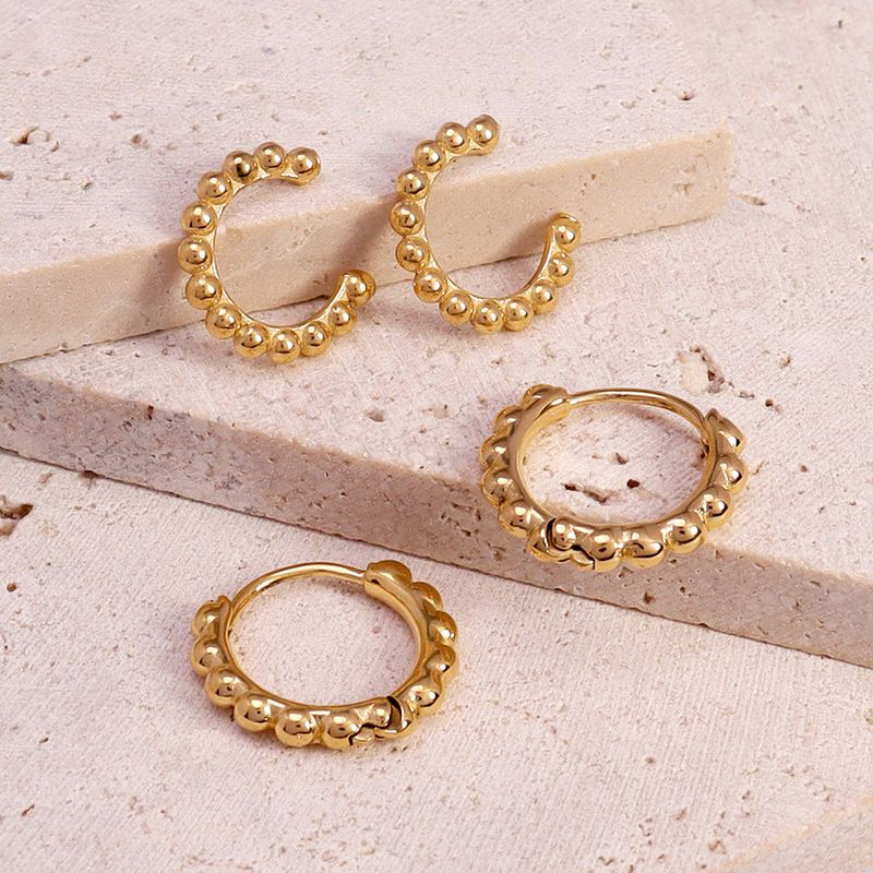1 Pair Retro Waves Plating Stainless Steel Gold Plated Earrings