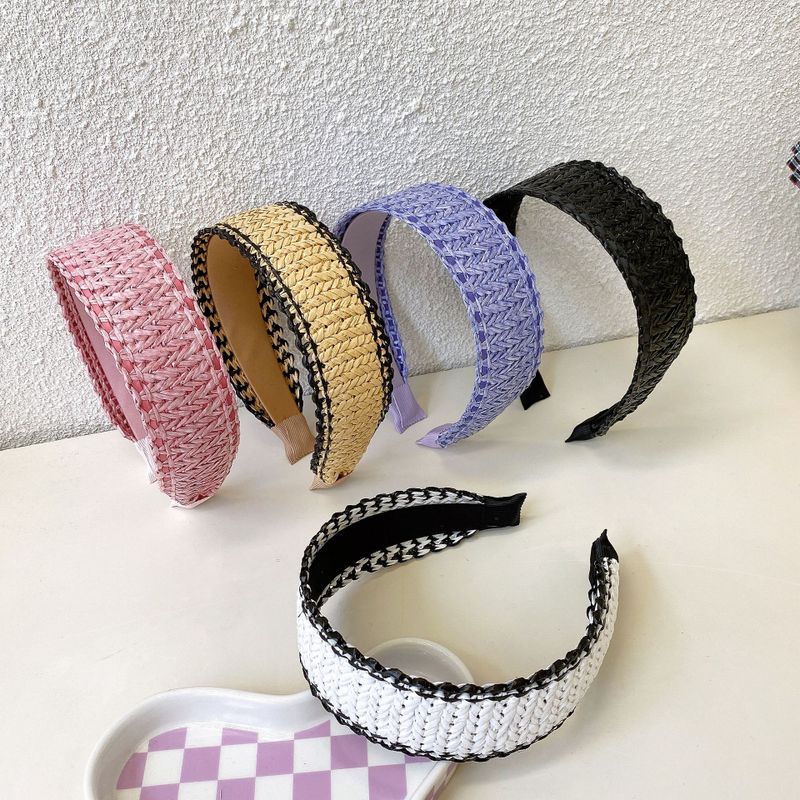 Women's Fashion Solid Color Straw Braid Hair Band