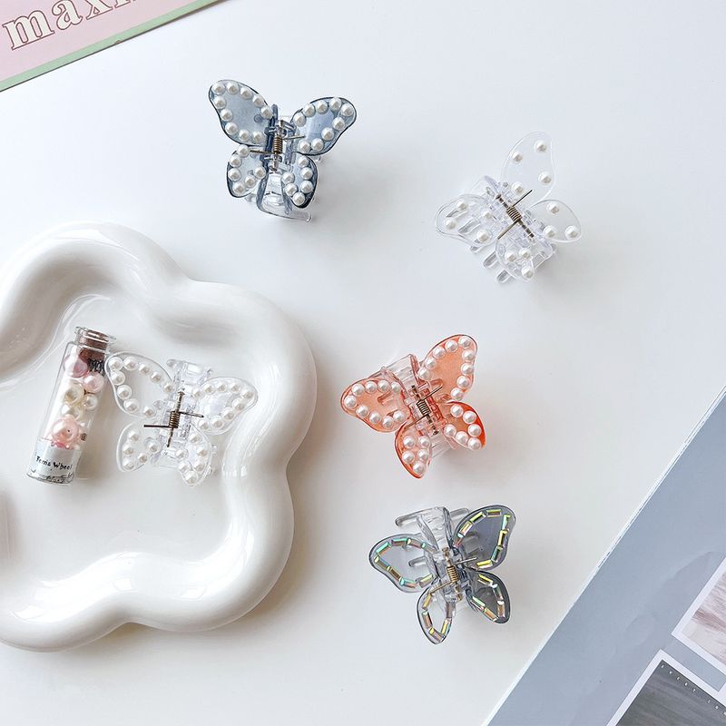 Cartoon Style Butterfly Plastic Inlay Pearl Hair Claws 1 Piece
