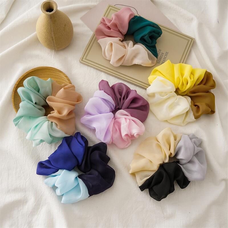 Cute Color Block Cloth Pleated Hair Tie 1 Piece