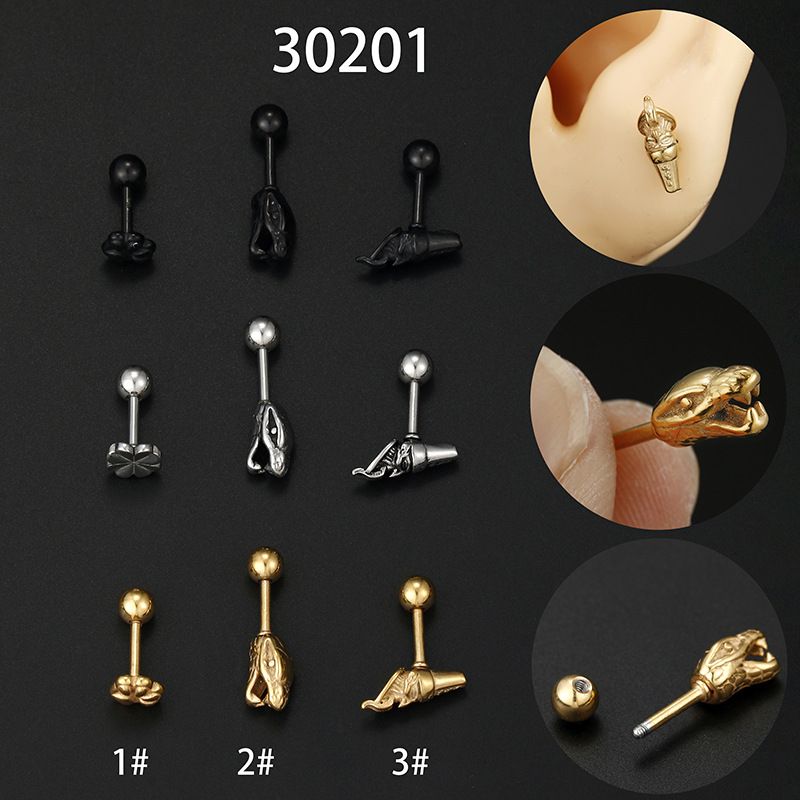 Fashion Snake Stainless Steel Plating Ear Studs 1 Piece