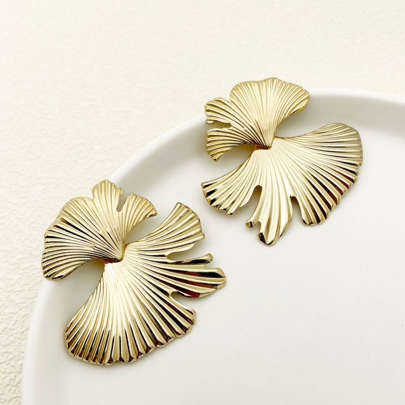 1 Pair Streetwear Leaf Plating Stainless Steel 14k Gold Plated Drop Earrings