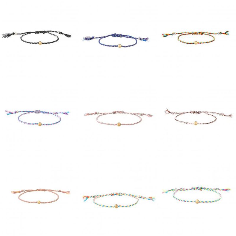 1 Pièce Décontractée Style Simple Style Classique Géométrique Fil De Coton Perle De Cuivre Perlé Rond Plaqué Or Unisexe Bracelets