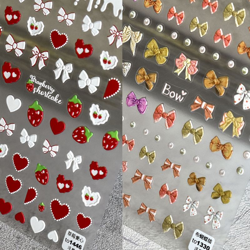 Fashion Heart Shape Bow Knot Sticker Nail Sticker 1 Piece
