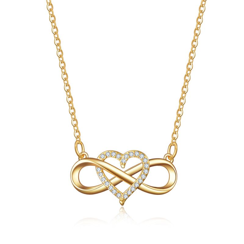 Fashion Infinity Heart Shape Copper Plating Hollow Out Inlay Zircon Necklace 1 Piece