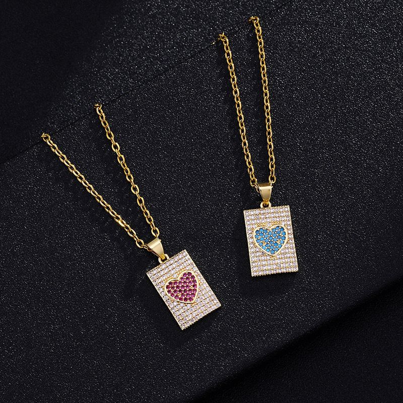 Fashion Heart Shape Copper Inlay Rhinestones Pendant Necklace 1 Piece