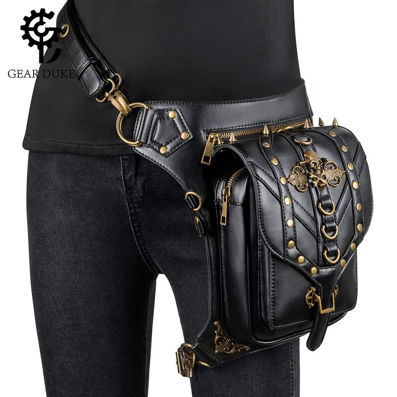 Men's Vintage Style Solid Color Pu Leather Waist Bags