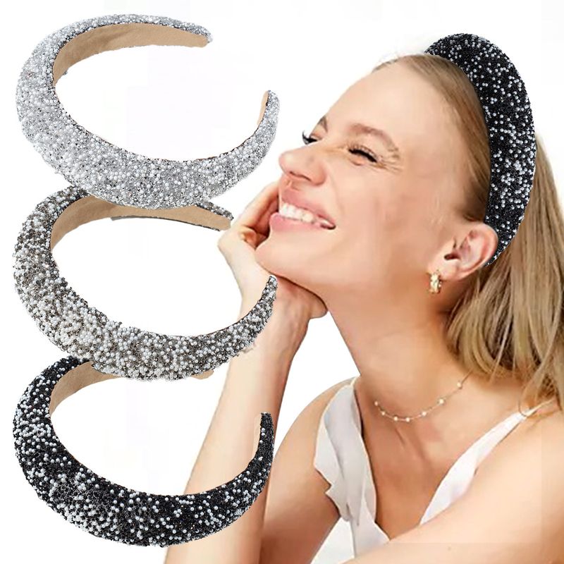 Simple Style Round Multicolor Sponge Inlay Crystal Pearl Hair Band 1 Piece