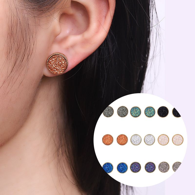 1 Pair Simple Style Round Plating Alloy Ear Studs