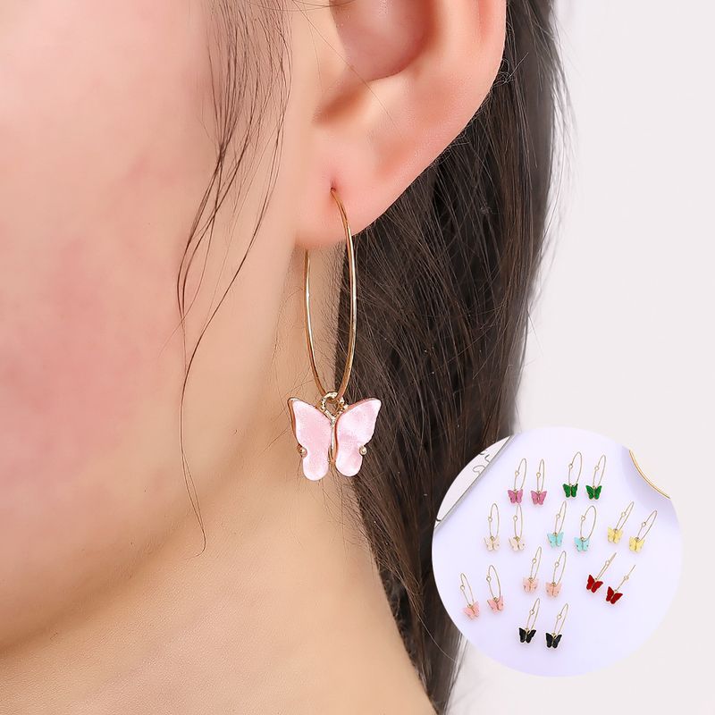 1 Pair Simple Style Butterfly Arylic Alloy Women's Drop Earrings