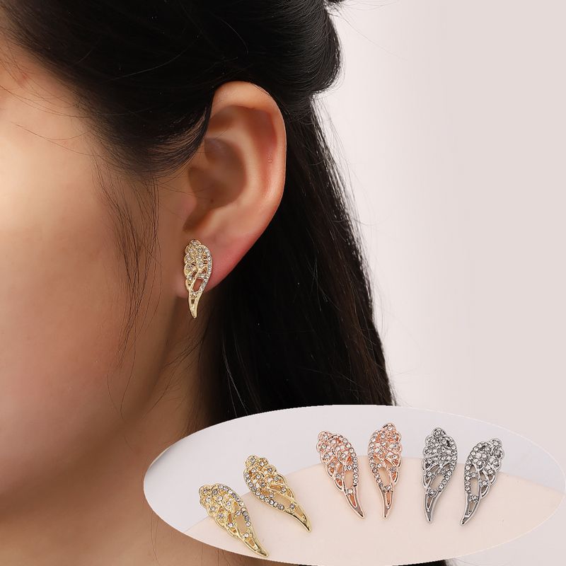 1 Pair Simple Style Wings Alloy Rhinestone Women's Ear Studs