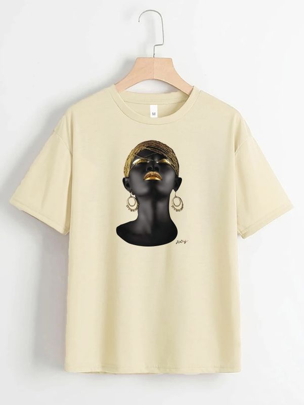 Women's T-shirt Short Sleeve T-shirts Casual Portrait