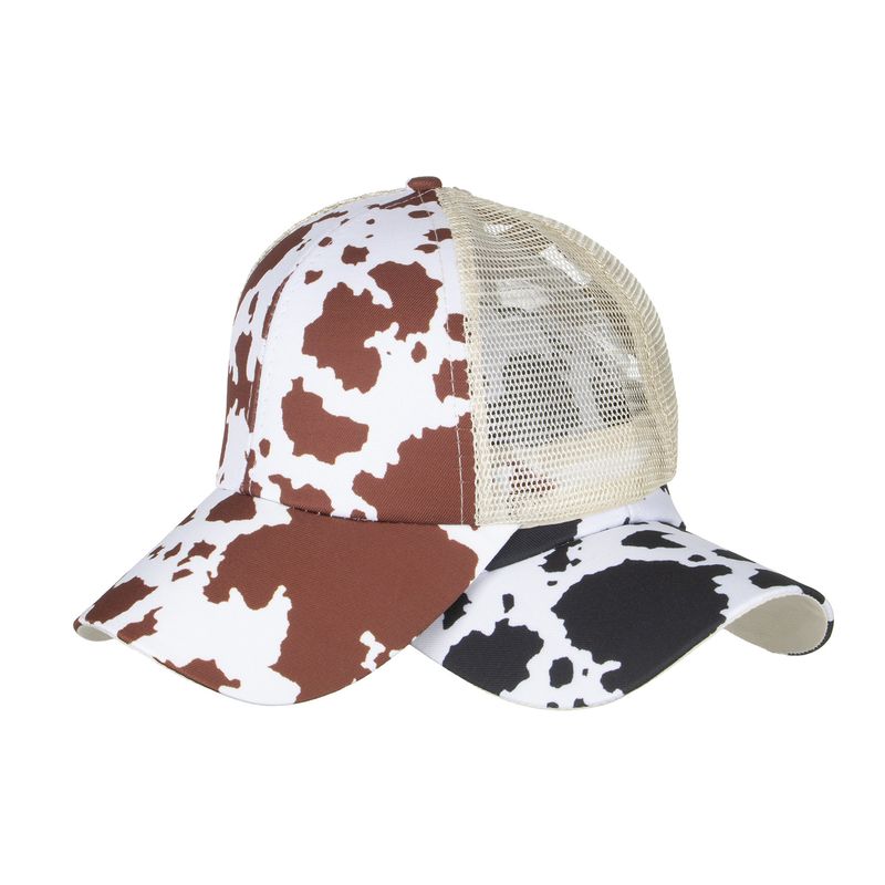Women's Fashion Cow Pattern Printing Curved Eaves Baseball Cap
