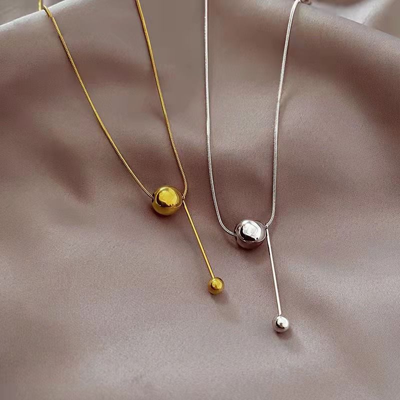Simple Style Ball Titanium Steel Pendant Necklace 1 Piece