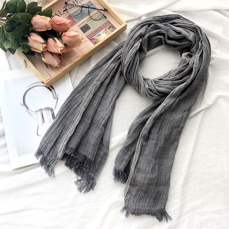 Unisex Fashion Stripe Cotton Sewing Cotton Linen Scarves