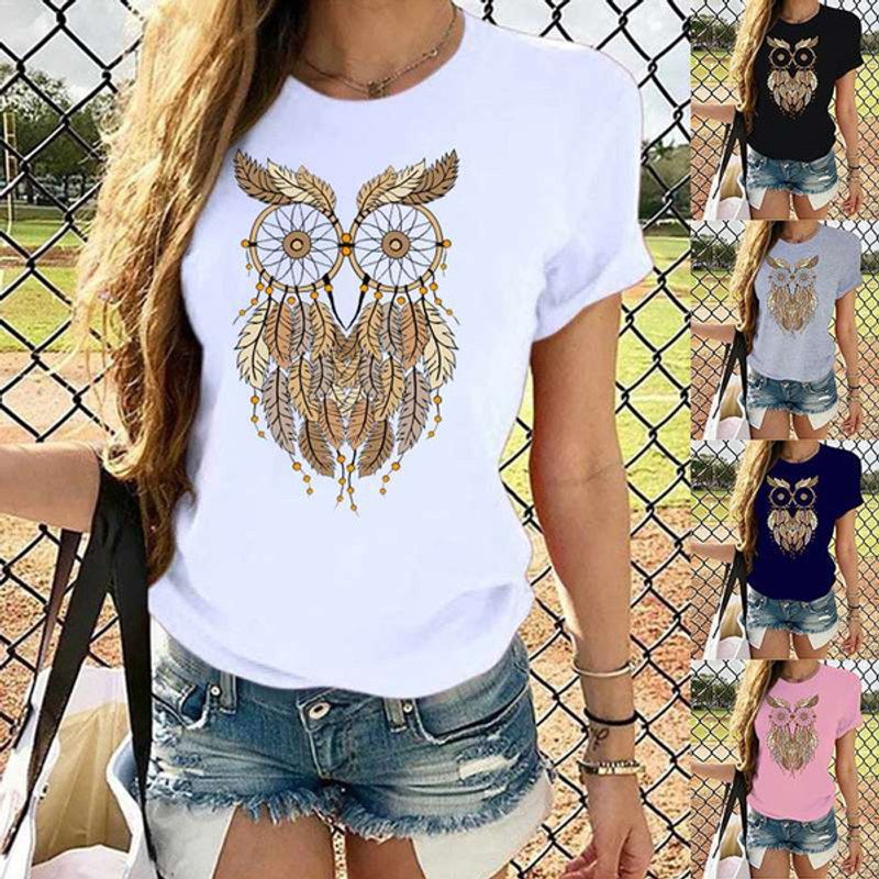 Women's T-shirt Short Sleeve T-shirts Printing Streetwear Animal Owl