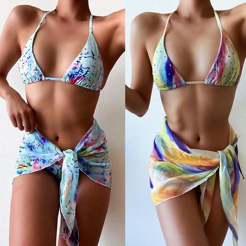 Women's Multicolor Polyester Bikinis 3 Piece Set
