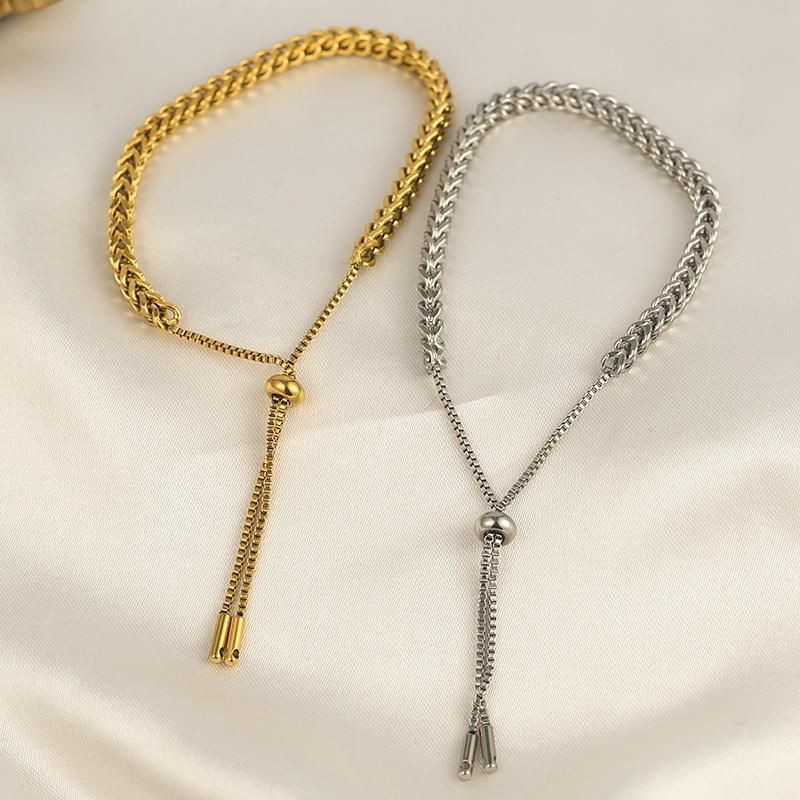 Simple Style Solid Color Titanium Steel Braid Bracelets