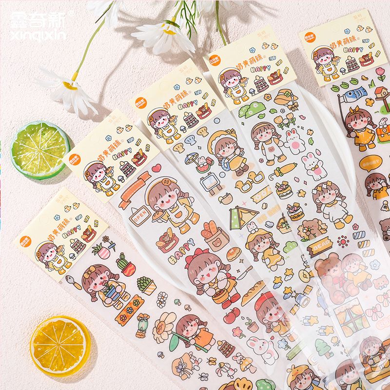 Xinqi New Cheese Sauce New Original Japanese Paper Journal Stickers Cartoon Cute Girl Decoration Journal Material Stickers