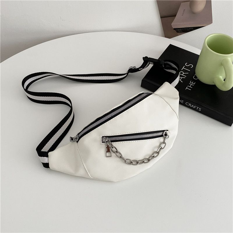 Unisex Fashion Solid Color Pu Leather Waist Bags