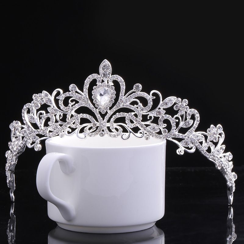 Simple Style Water Droplets Alloy Inlay Rhinestones Crown 1 Piece