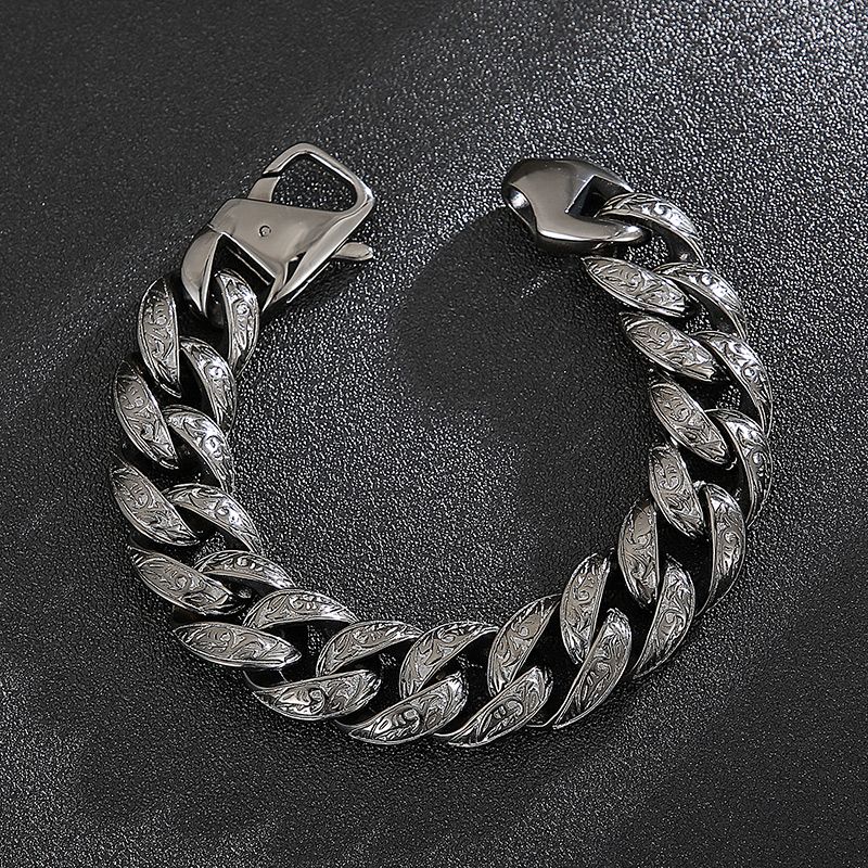 1 Piece Hip-hop Solid Color Titanium Steel Patchwork Bracelets