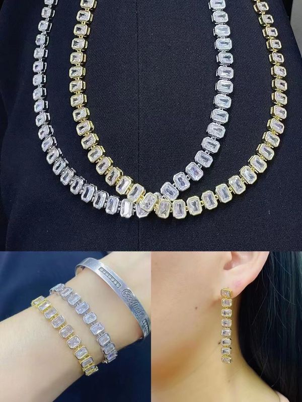 1 Stück 1 Paar Mode Geometrisch Kupfer Überzug Zirkon Frau Armbänder Ohrringe Halskette