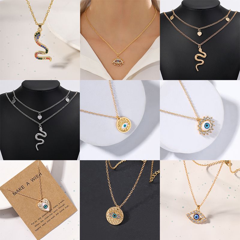 1 Piece Fashion Devil's Eye Snake Alloy Inlay Artificial Diamond Women's Pendant Necklace