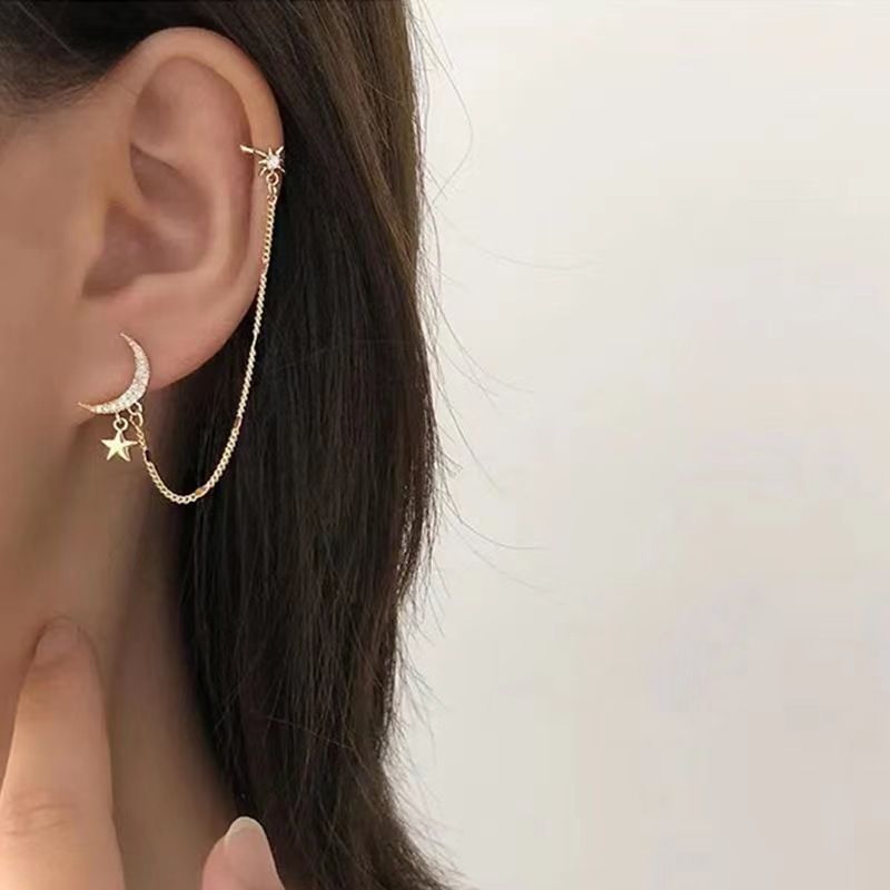 1 Piece Vacation Modern Style Simple Style Moon Alloy Plating Artificial Rhinestones Women's Drop Earrings