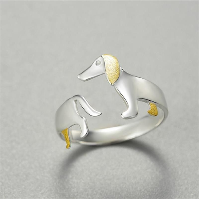 Simple Style Dog Sterling Silver Plating Open Ring