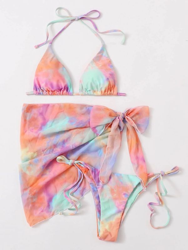 Unisexo Playa Bloque De Color Juego De 3 Piezas Bikinis