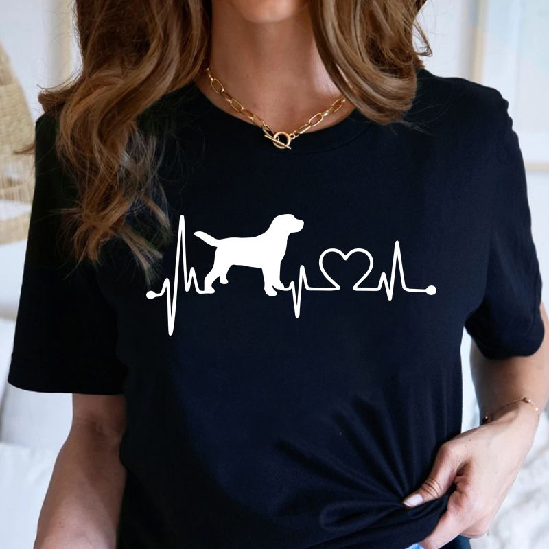 Frau T-shirt Kurzarm T-shirts Drucken Lässig Hund