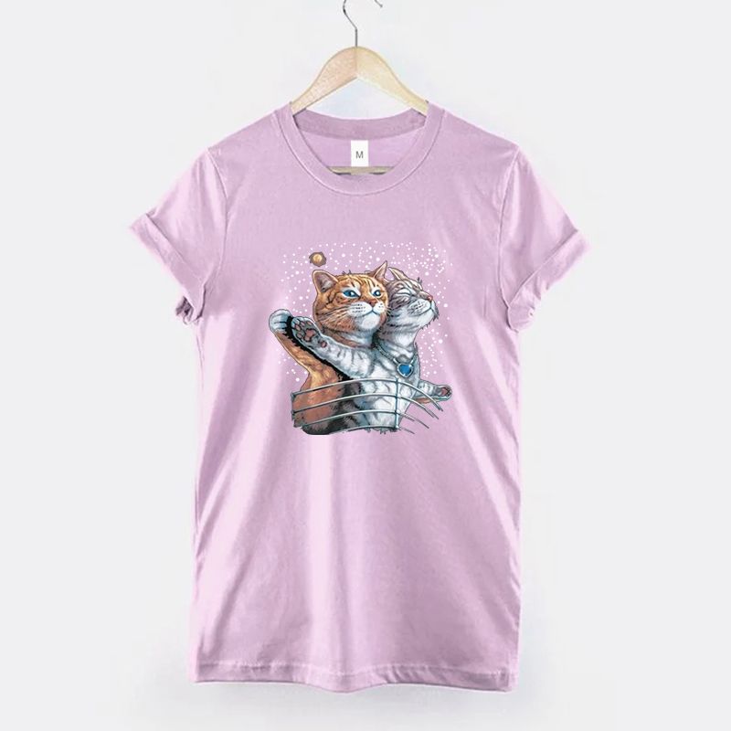 Mujeres Camiseta De Manga Corta Manga Corta Camisetas Impresión Moda Dibujos Animados Gato