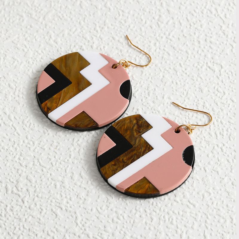 1 Pair Fashion Round Color Block Alloy Plating Inlay Acrylic Women's Ear Hook