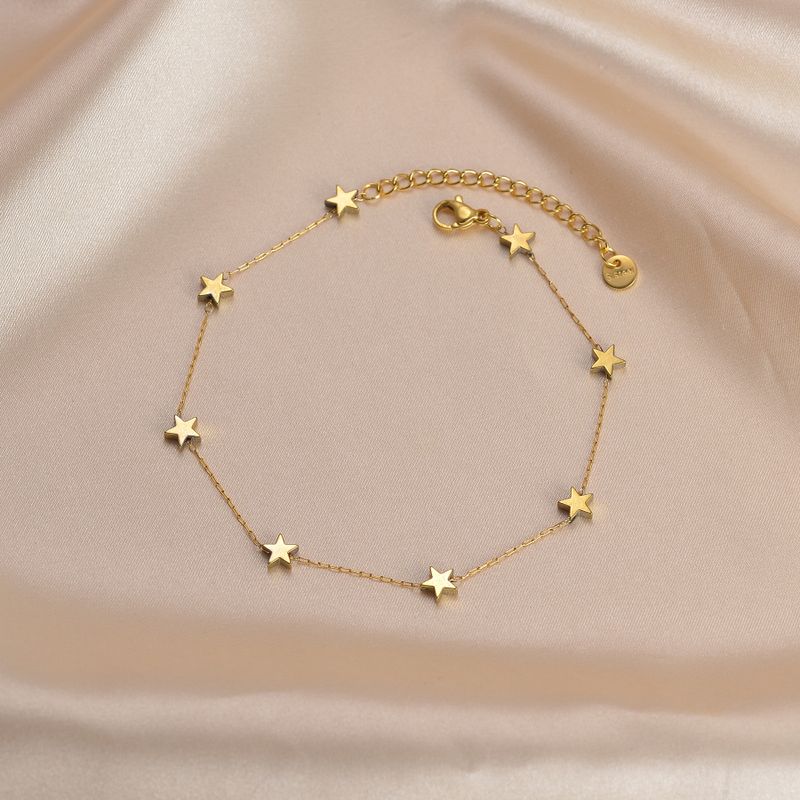 1 Piece Fashion Pentagram Stainless Steel Plating 14k Gold Plated Women's Anklet