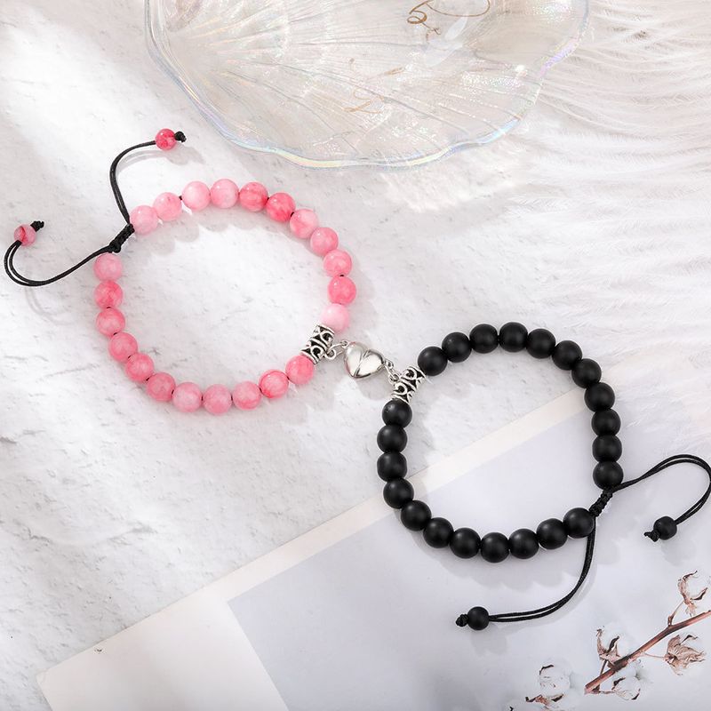 Fashion Heart Shape Natural Stone Beaded Bracelets