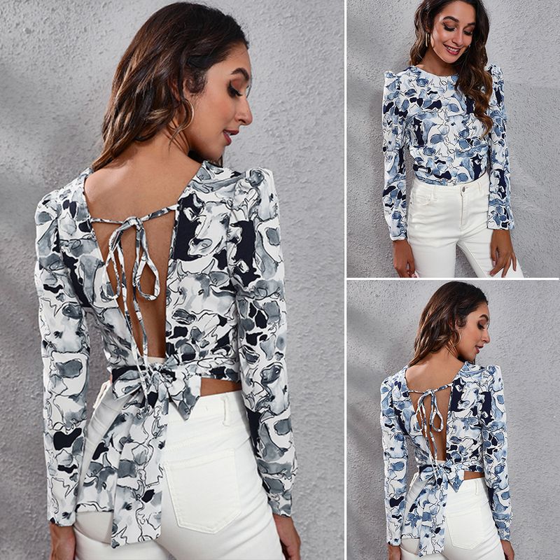 Mujeres Blusa Blusa Manga Larga Blusas Impresión Elegante Moda Impresión