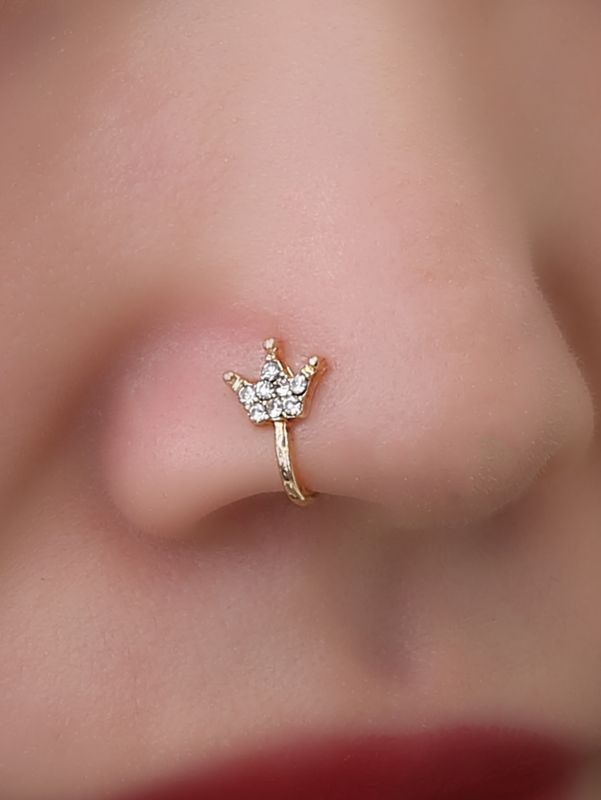 1 Piece Fashion Crown Alloy Inlay Rhinestones Nose Ring