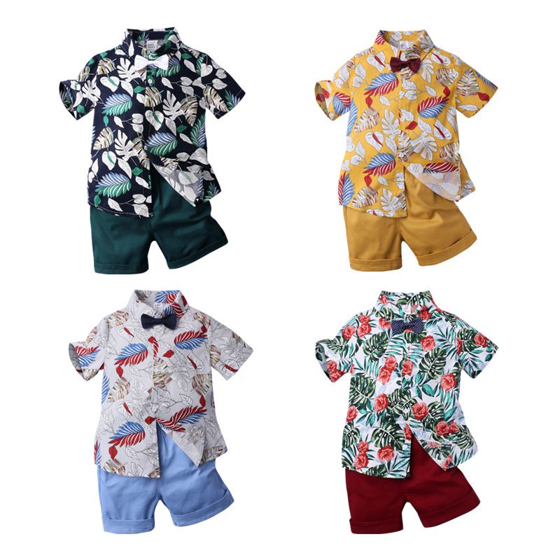 Casual Flower Bowknot Cotton Boys Clothing Sets