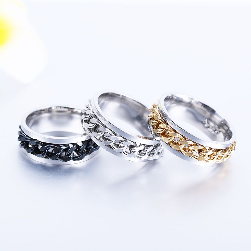 Simple Style Waves Titanium Steel Plating Gold Plated Rings