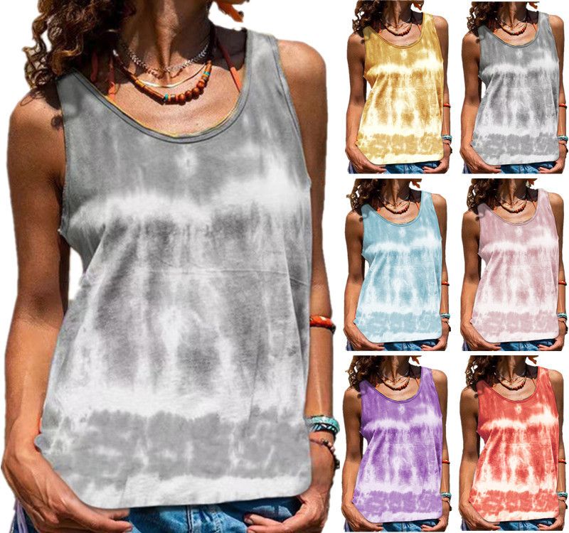 Women's T-shirt Sleeveless Tank Tops Printing Fashion Tie Dye