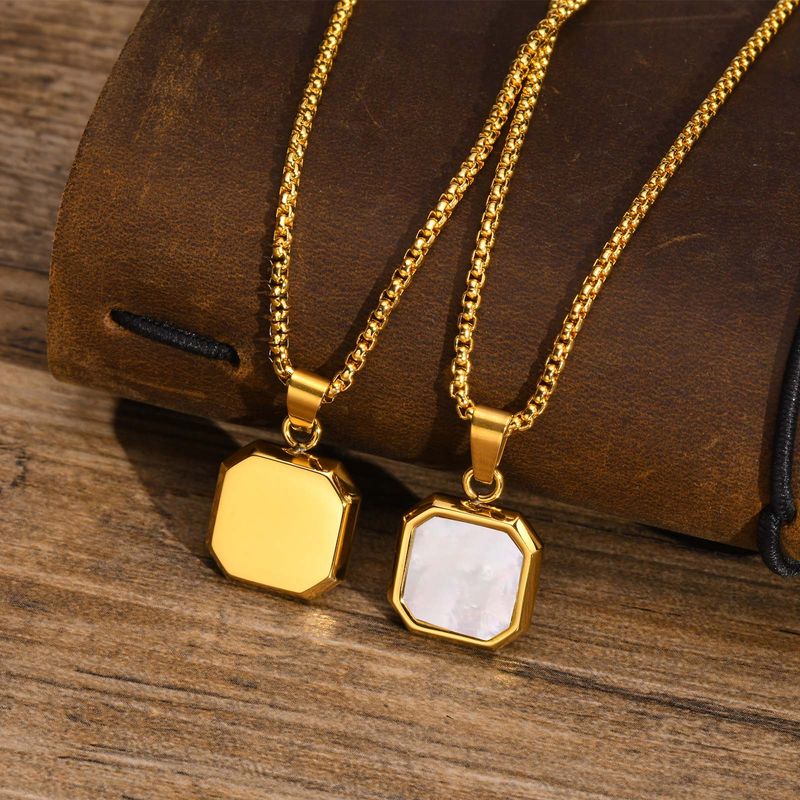 201 Stainless Steel 18K Gold Plated Simple Style Inlay Square Shell